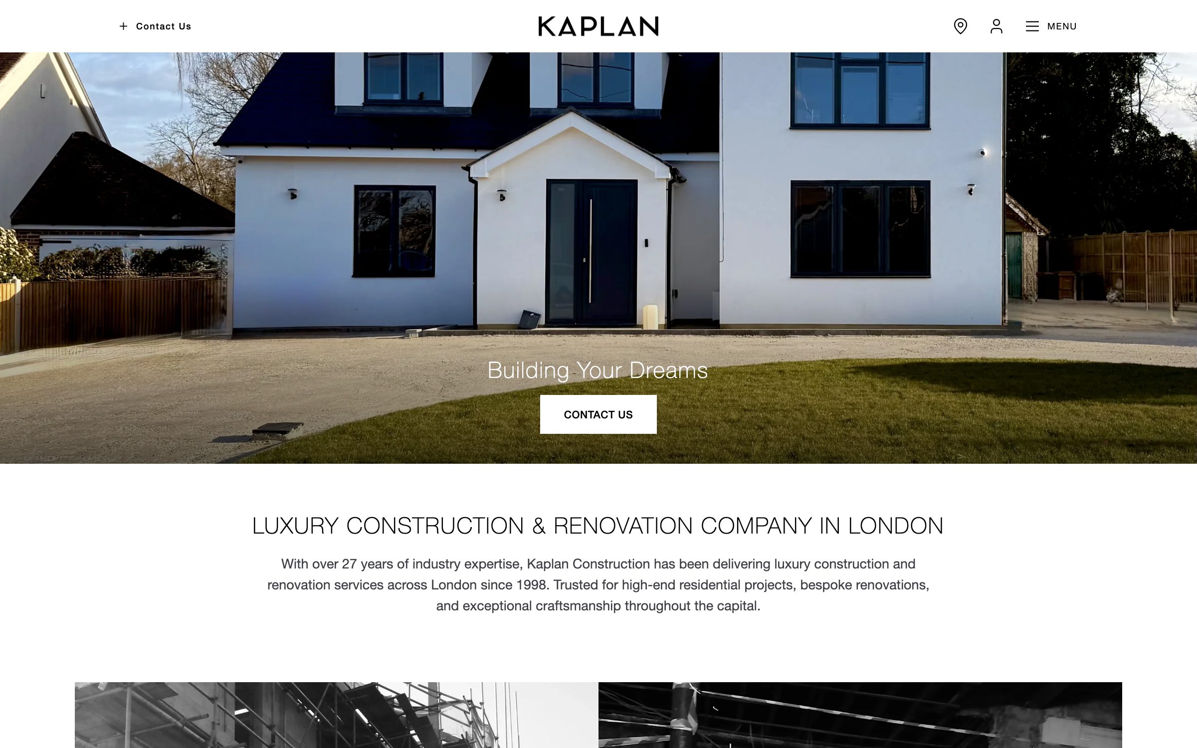 Kaplan Construction website, a Lumeops local SEO client
