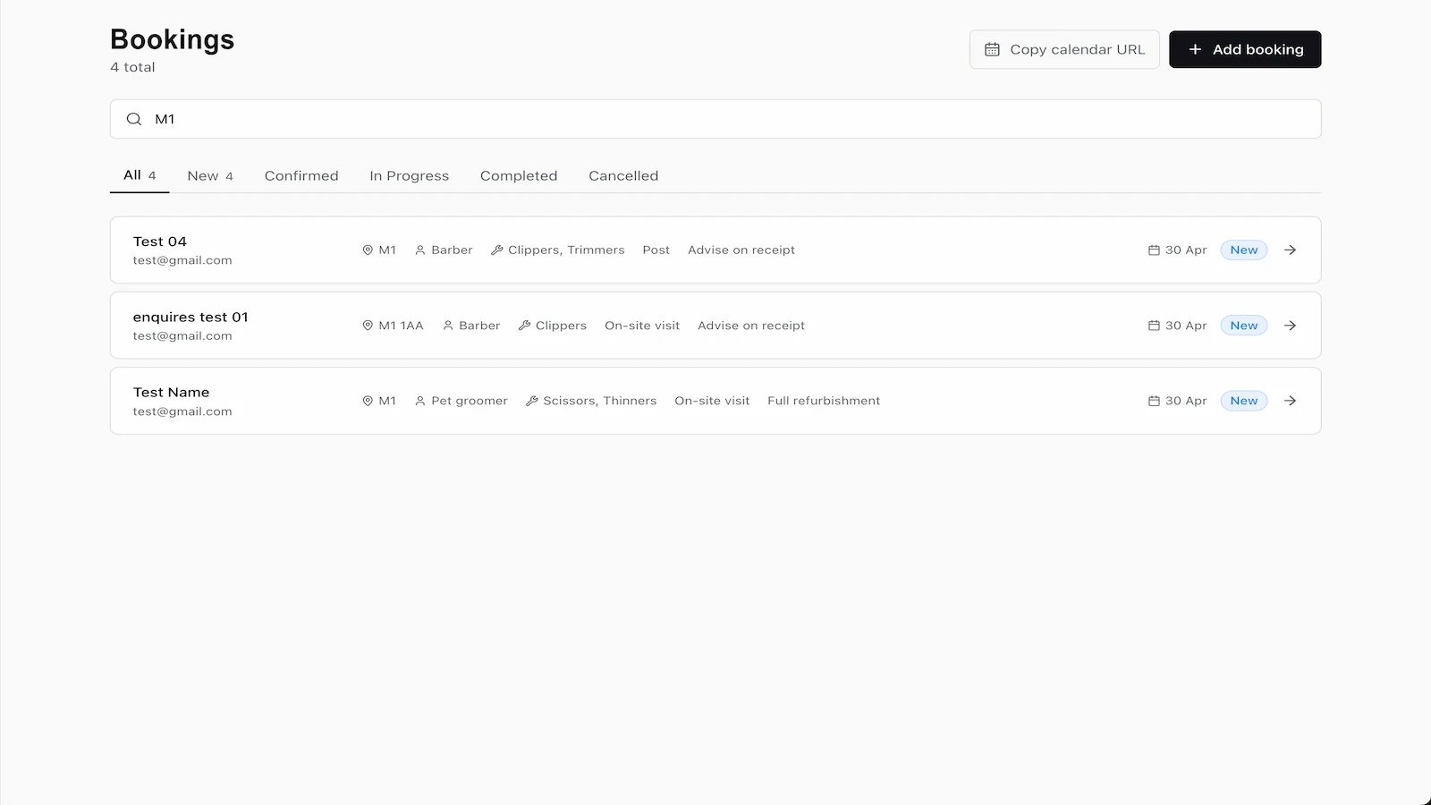 Admin backend dashboard